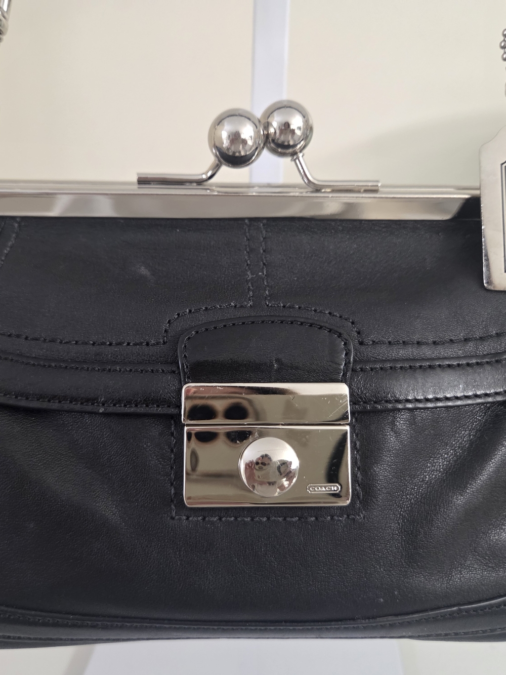 Rare Vintage Coach Kisslock Y2K Black Convertible Clutch 9734 - Picture 4 of 12